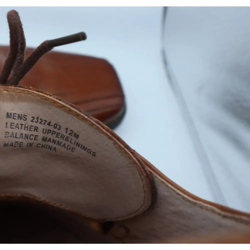 Stacy Adams SQUARE TOE Brown Leather Oxford Dress Shoe Men 12 Lace Up Work